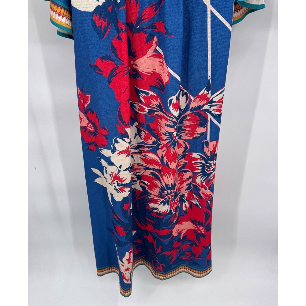 Flying Tomato Festival Maxi Dress XS Blue Floral Print Flare Sleeve Polyester - Picture 8 of 12